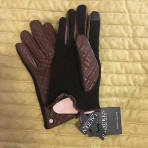 NWT Ralph Lauren genuine quilted leather techglove